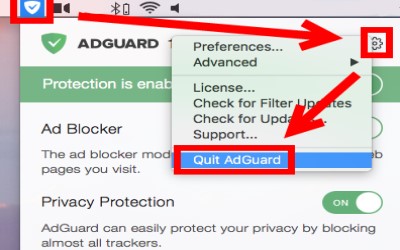 قم بإنهاء AdGuard قبل إلغاء تثبيته