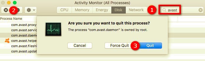 Wymuś zakończenie przed odinstalowaniem programu Avast Cleanup na komputerze Mac