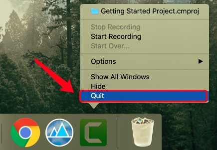 Quit Camtasia Studio on Mac