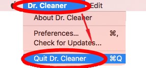 그것을 제거하기 전에 Dr. Cleaner를 종료하십시오