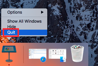 Saia para desinstalar o Keynote
