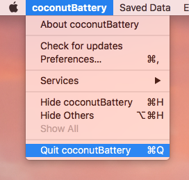 退出以卸载 CoconutBattery