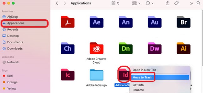在 Mac 上手动卸载 Adob​​e InDesign