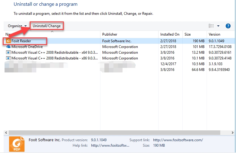 Manually Remove Foxit Reader from Windows PC