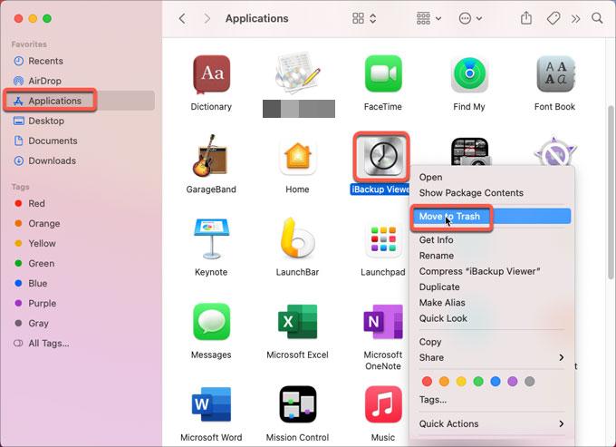 Usuń przeglądarkę iBackup Viewer z komputera Mac