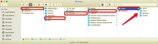 서비스 파일을 사용하여 Mac에서 수동으로 Maya 제거