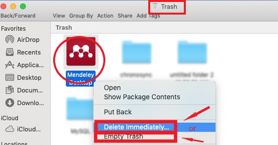 Desinstale o Mendeley no Mac manualmente