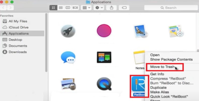 Desinstale manualmente o ReiBoot no Mac