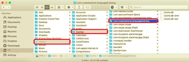 Вручную удалить Rosetta Stone с Mac с остаточными файлами