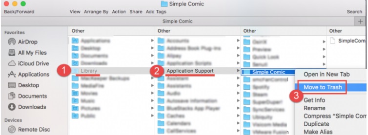 خطوات يدوية لإلغاء تثبيت Simple Comic على نظام Mac