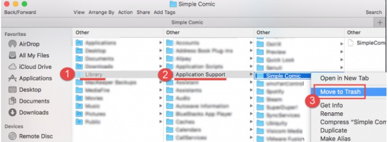 Etapas manuais para desinstalar o Simple Comic no Mac