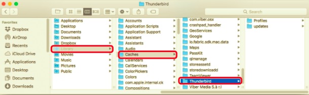 Удалите Thunderbird с Mac вручную с помощью его служебных файлов