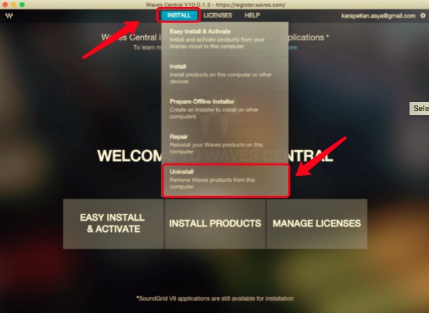 Remove Waves Plugins via Waves License Center