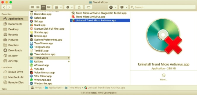 deleting trend micro antivirus