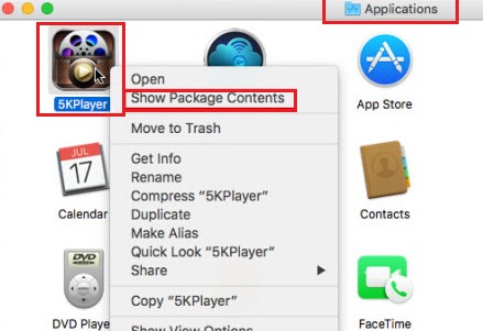 Вручную удалить 5K Player на Mac