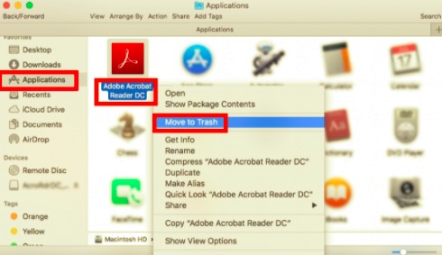 Удалите Adobe Acrobat Reader DC с Mac вручную