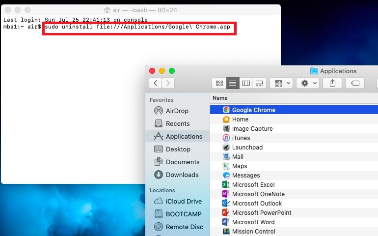 Desinstalar completamente o aplicativo no Mac via Terminal