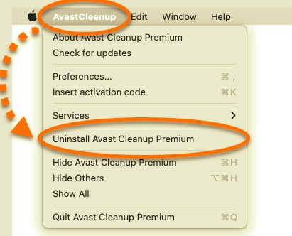 Desinstale o Avast Cleanup no Mac usando o desinstalador integrado