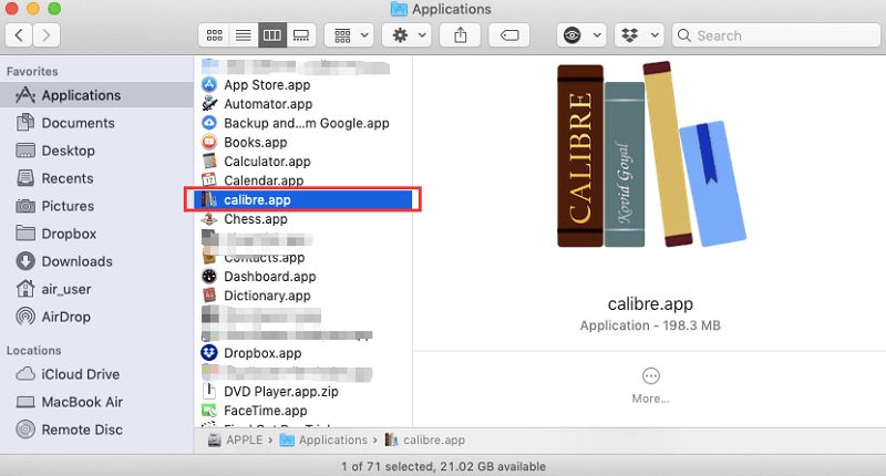 Manually Uninstall Calibre on Mac