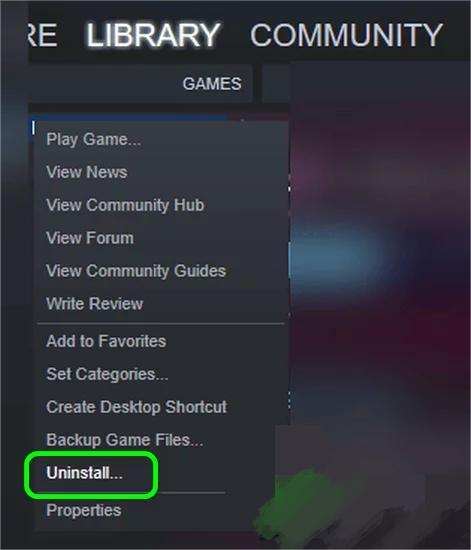 Desinstale rapidamente os jogos Steam