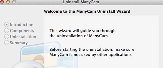 使用卸载程序在 Mac 上卸载 ManyCam