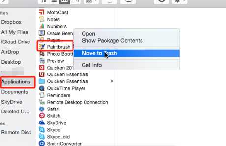 Using the Finder on Your Mac to Remove Paintbrush
