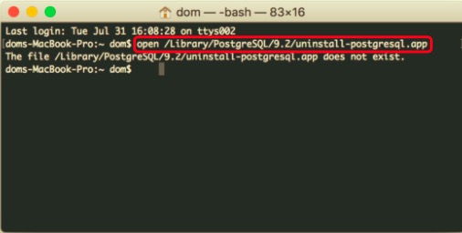 Uninstall Postgres on Mac via Terminal
