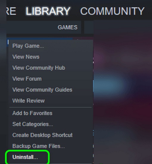 Desinstale manualmente o PUBG com o Steam