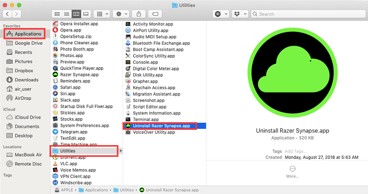 Uninstall Razer Synapse Mac with Its Own Uninstaller