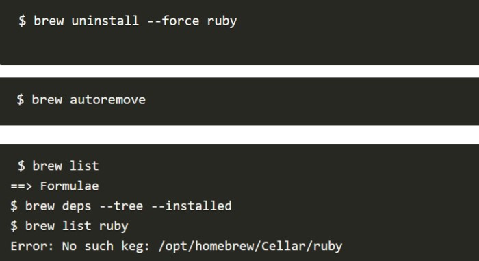 Подтвердите, удалили ли вы Ruby на Mac