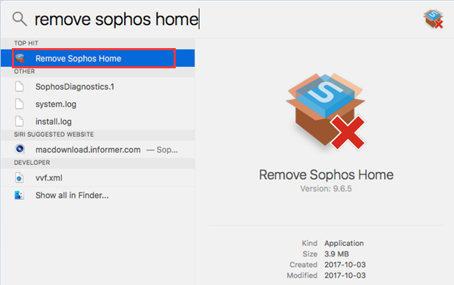 Удалите Sophos с Mac