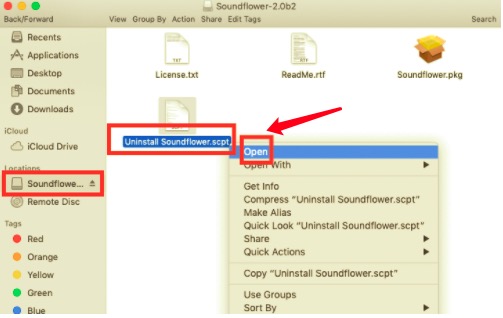 Odinstaluj Soundflower na Macu za pomocą pakietu