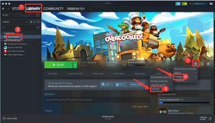 Desinstale o Steam no Mac manualmente