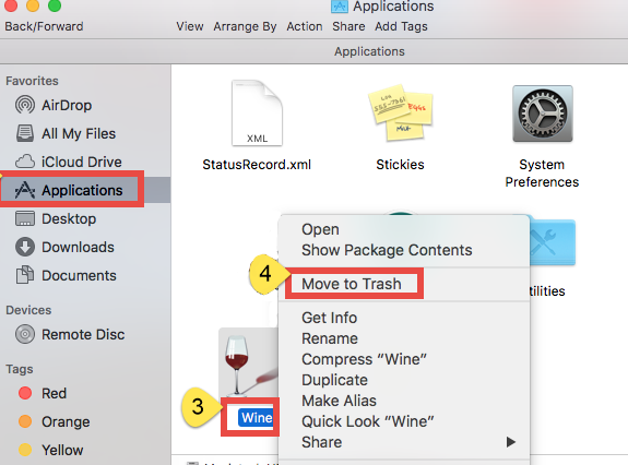 Manually Move Wine to Trash