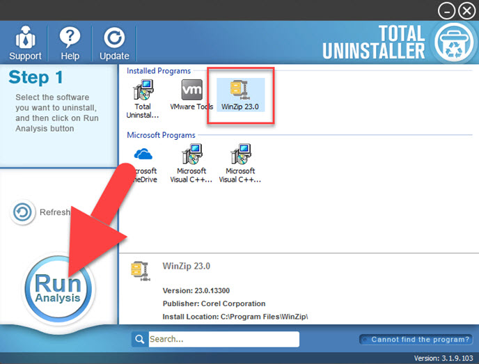 Uitvoeren gebruiken en de Winzip-cache wissen