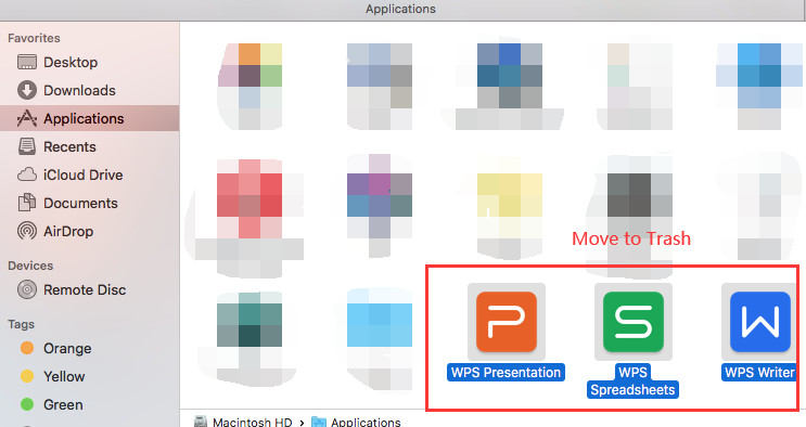 Uninstall WPS Office on Mac Manually