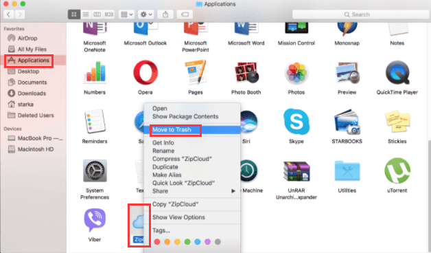 Uninstalling ZipCloud from Mac