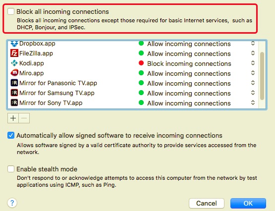 Change Firewall Security Preferences on Mac