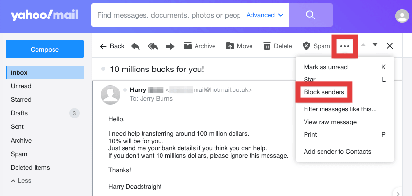 Block Emails On Yahoo