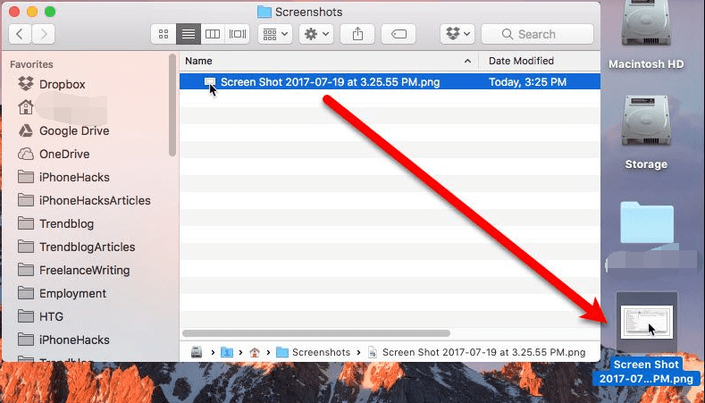 Zmień lokalizację zrzutu ekranu na Macu