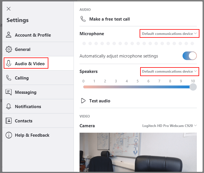 Check Skype’s Video Settings to Fix the Connection Error