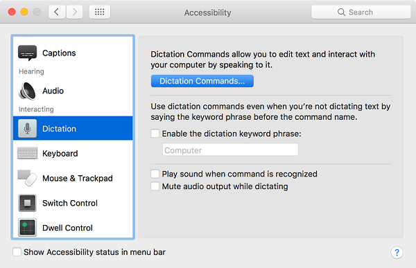 Choose the Dictation