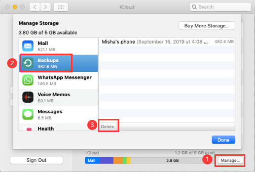 Delete Backups on Mac from iCloud