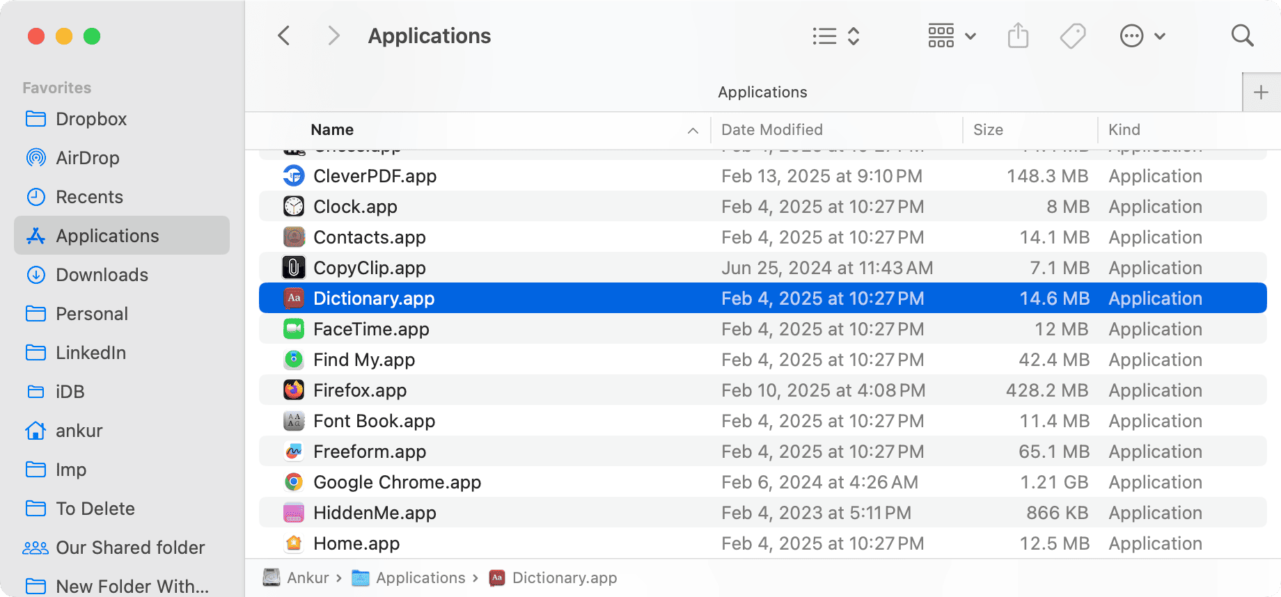 Access Mac Dictionary