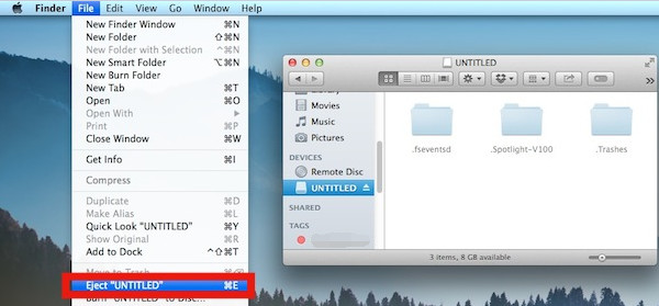 استخدم قائمة Finder لإخراج USB بشكل صحيح من Mac