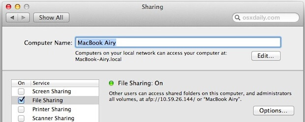 File Sharing Options