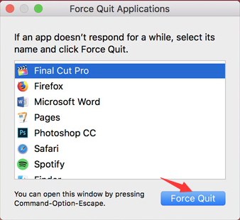Forçar o encerramento do aplicativo para parar de girar o Mac
