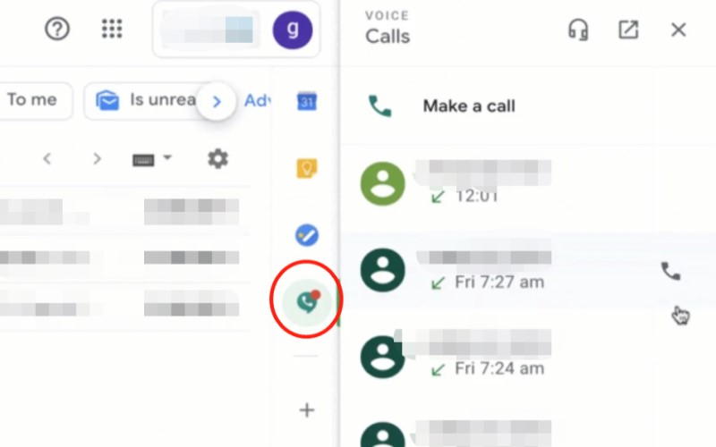 Aplikacja Google Voice na Maca w Gmailu