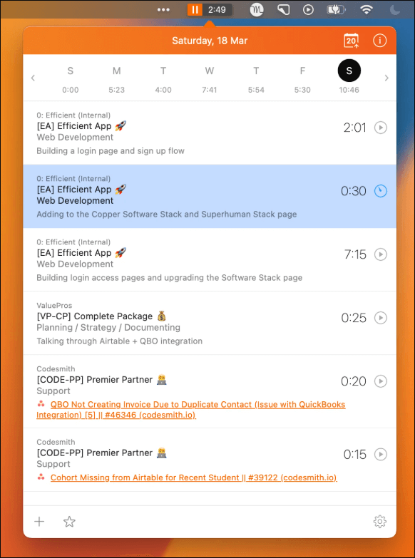 Harvest Time Tracking App
