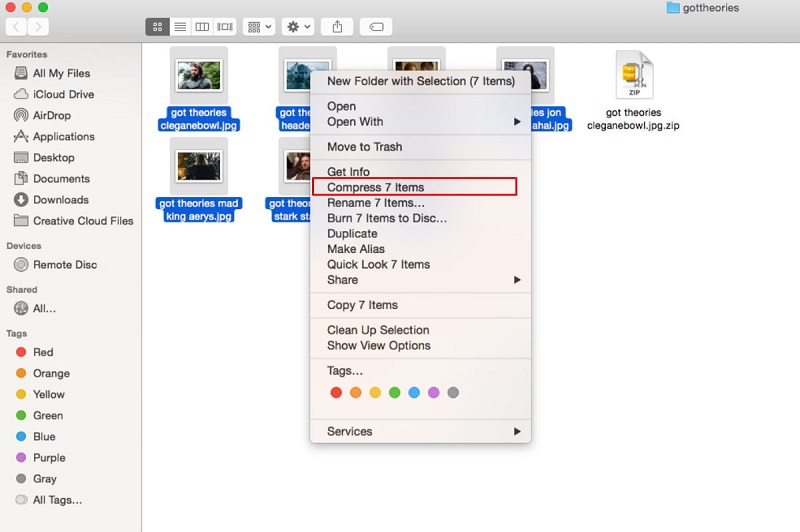 Creating Zip Folder on Mac